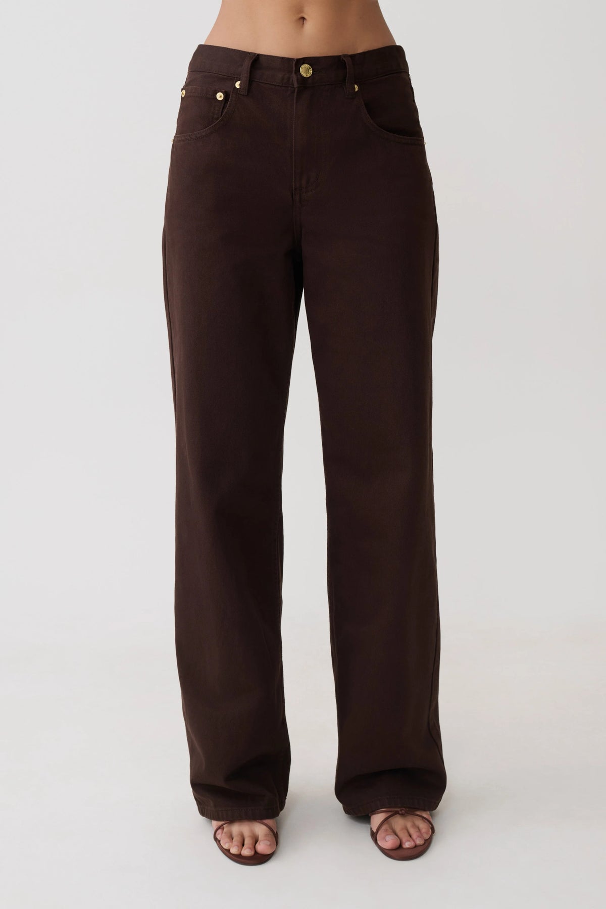 Mannon Mid Rise Denim Jeans Chocolate