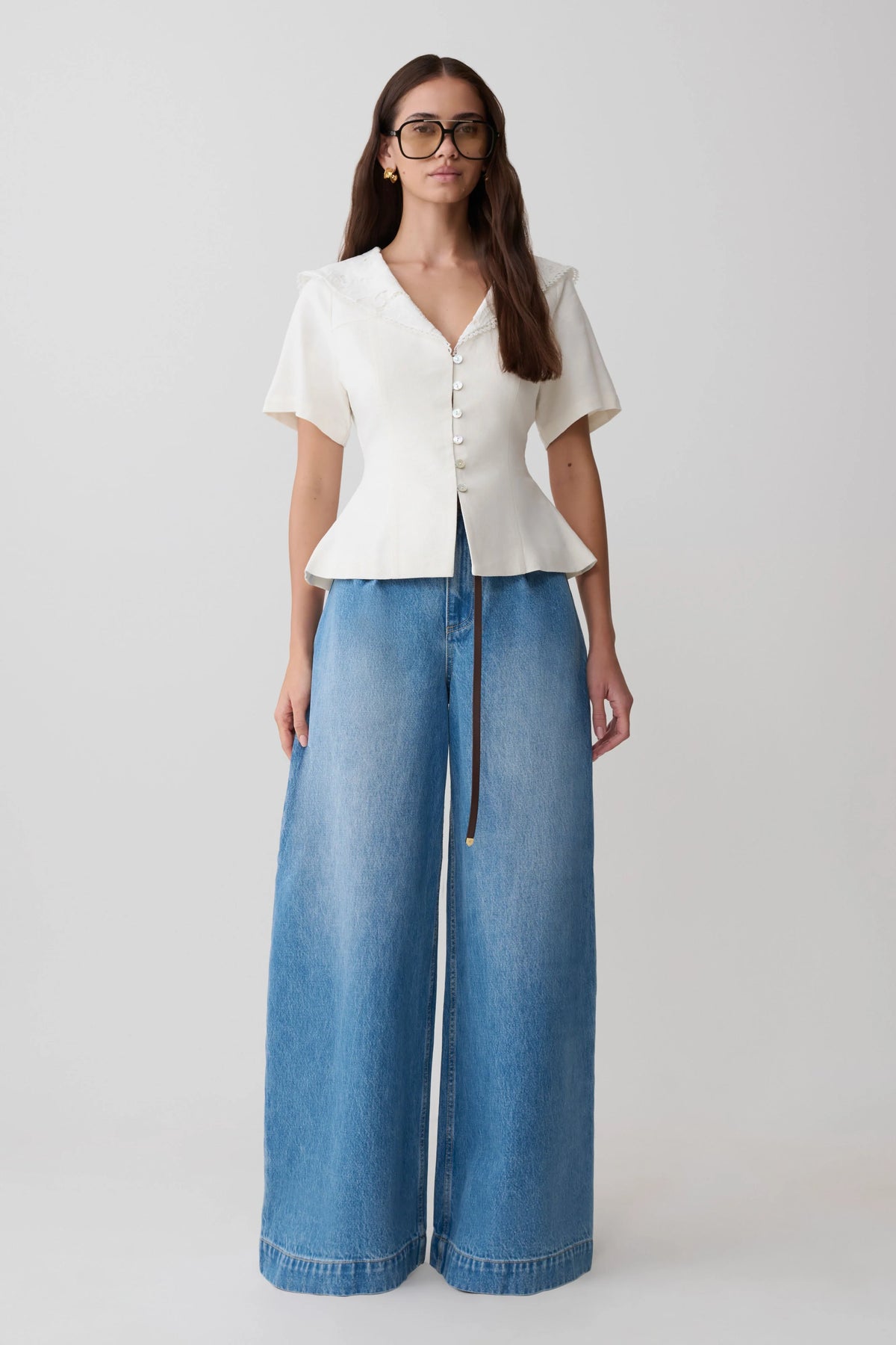 Bobby Oversized Jean With Front Pleat Summer Blue