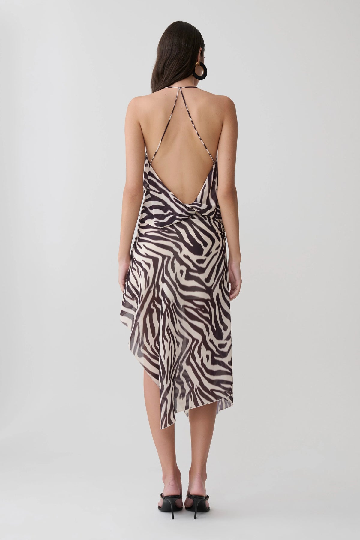 Lana Low Back Chiffon Top Abstract Zebra Print