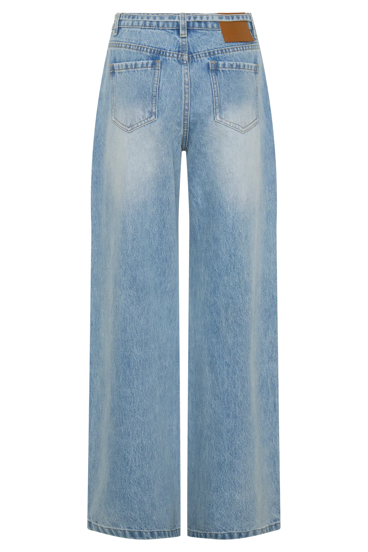 Perrie Mid Rise Straight Leg Tie Jeans Washed Light Blue