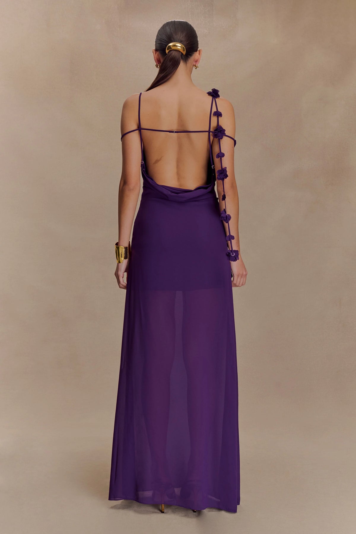Rosalie Floral Chiffon Maxi Dress Purple