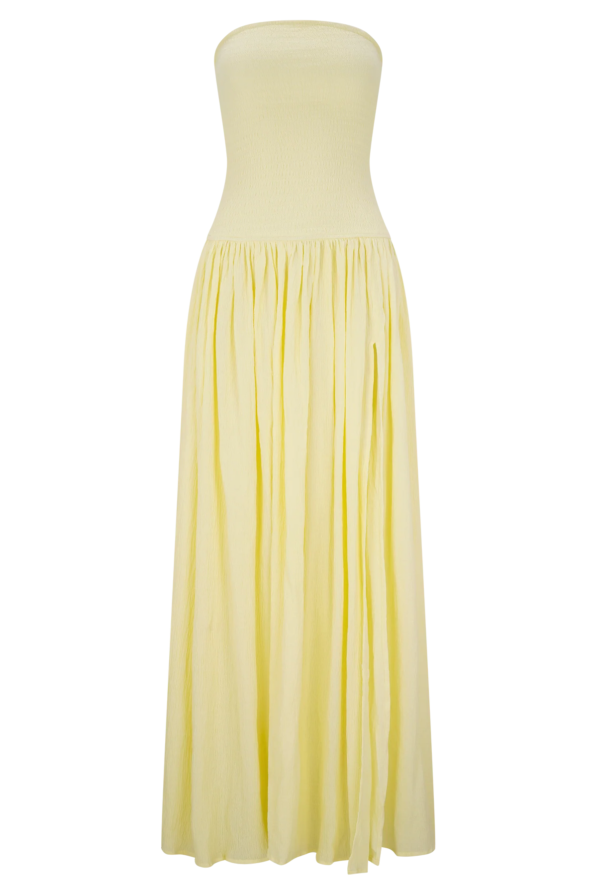 Maureen Cotton Shirring Maxi Dress Lemon