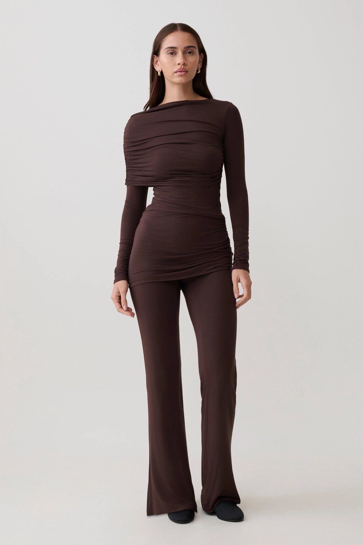 Keaton Modal Straight Leg Overlay Pant Espresso