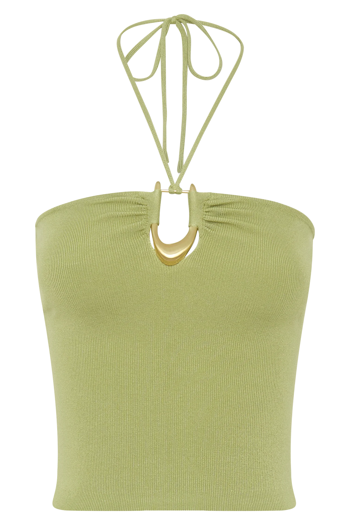 Dimitri Knit Halter Top With Hardware Light Olive
