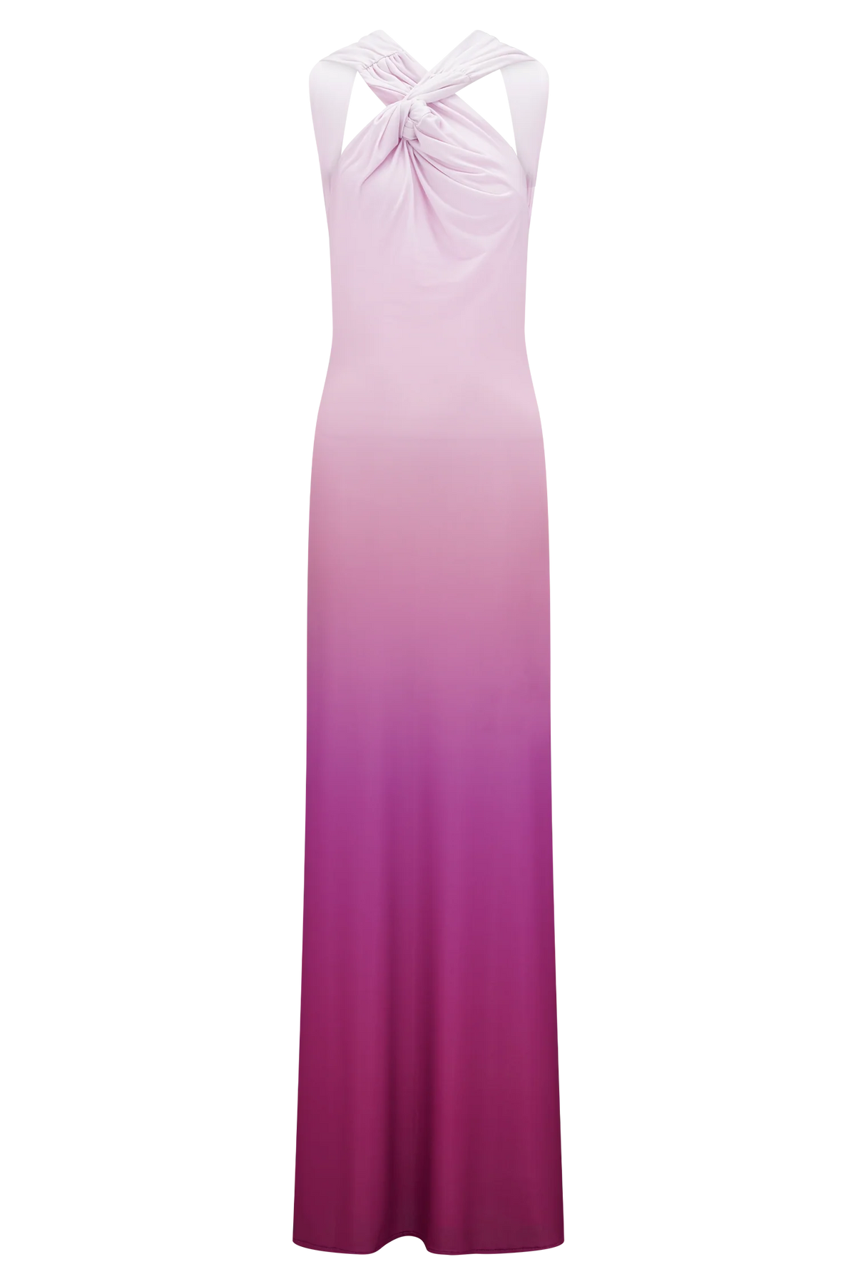 Marlee Asymmetrical Slinky Maxi Dress Ombre Pink