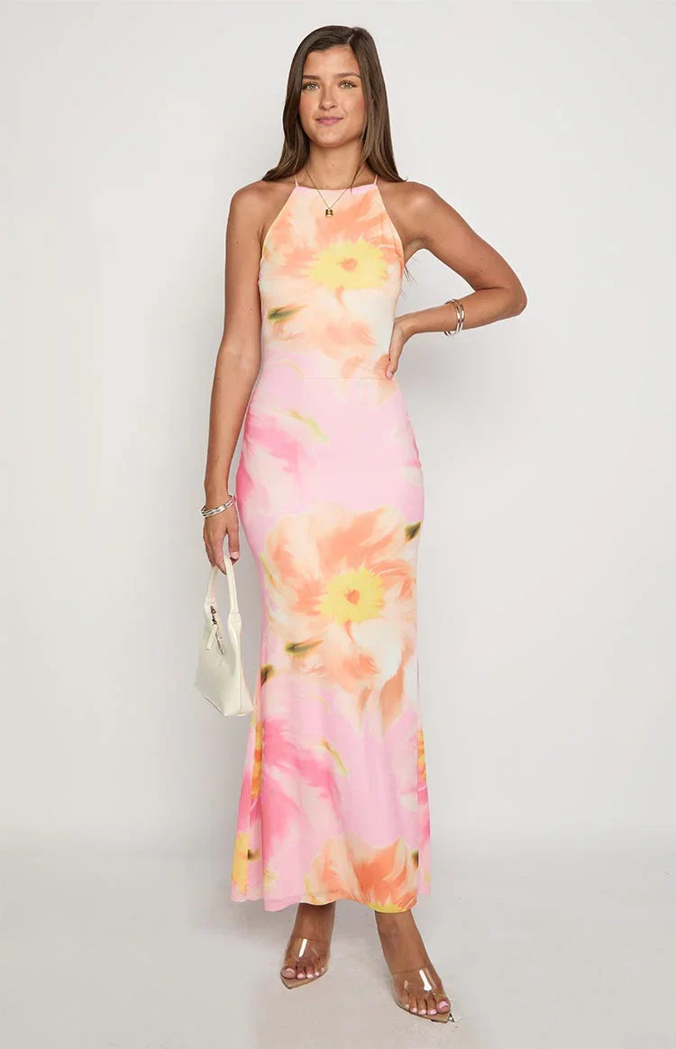 Ashton Pink Floral Kisses Maxi Dress