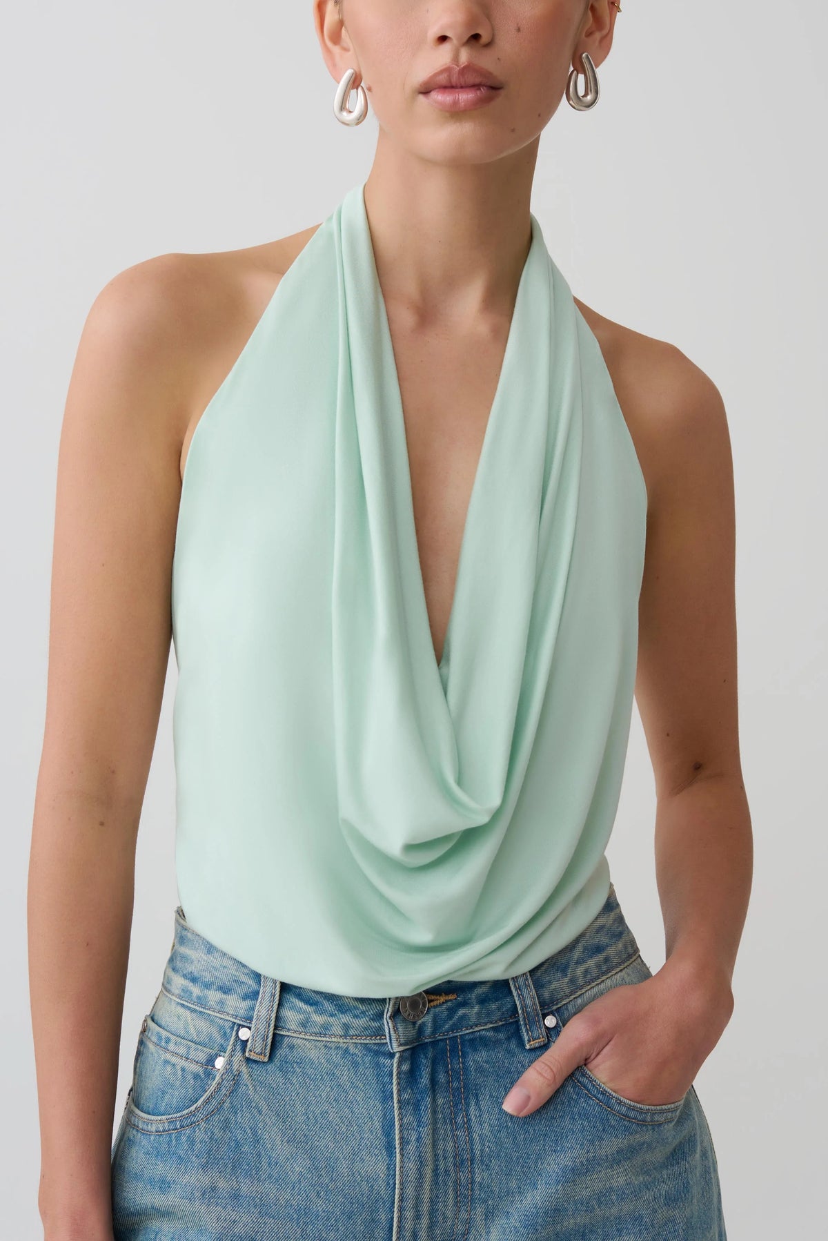 Huyen Cowl Front Modal Top Mint