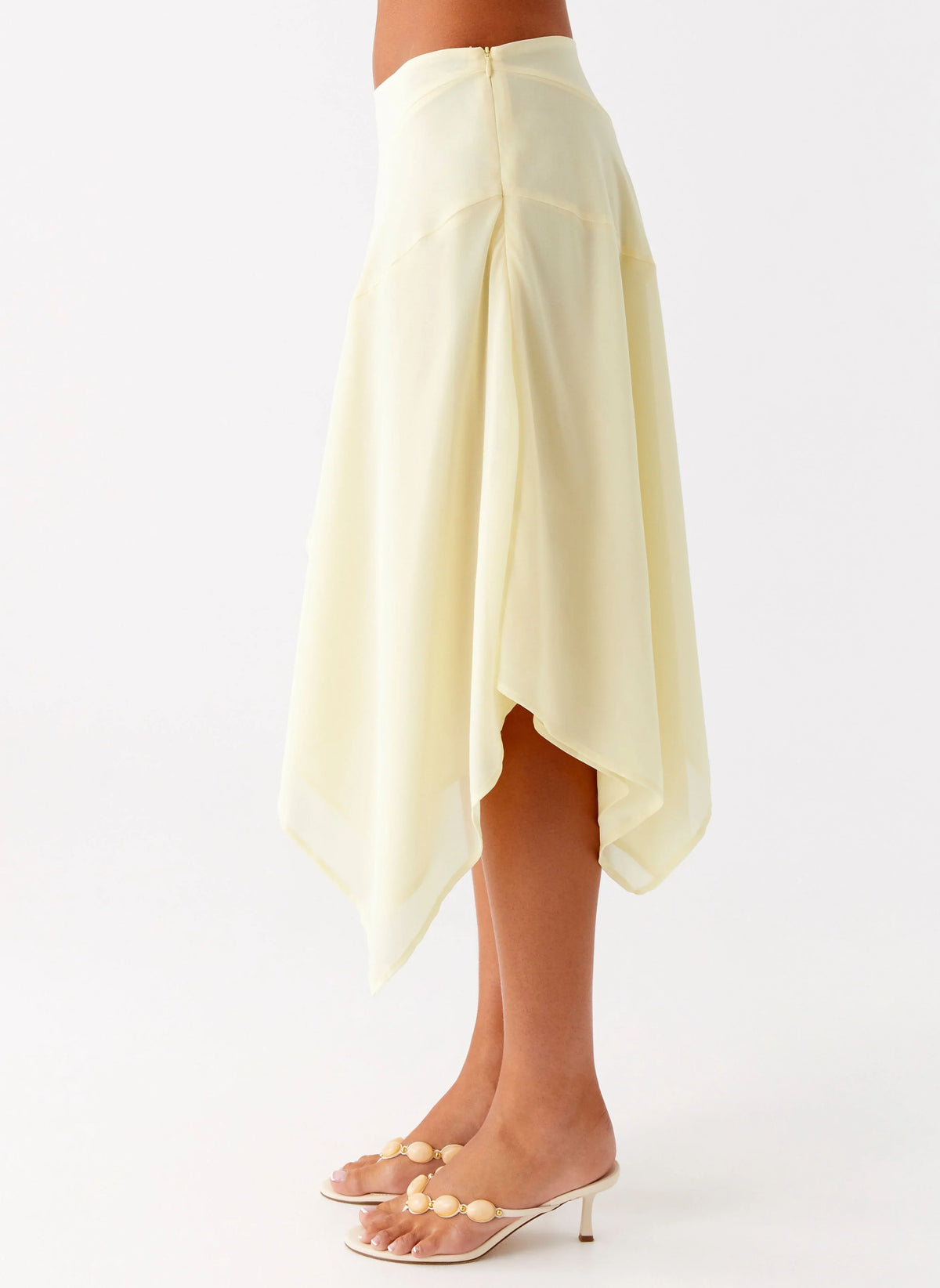 Kia Low Rise Asymmetrical Midi Skirt Yellow