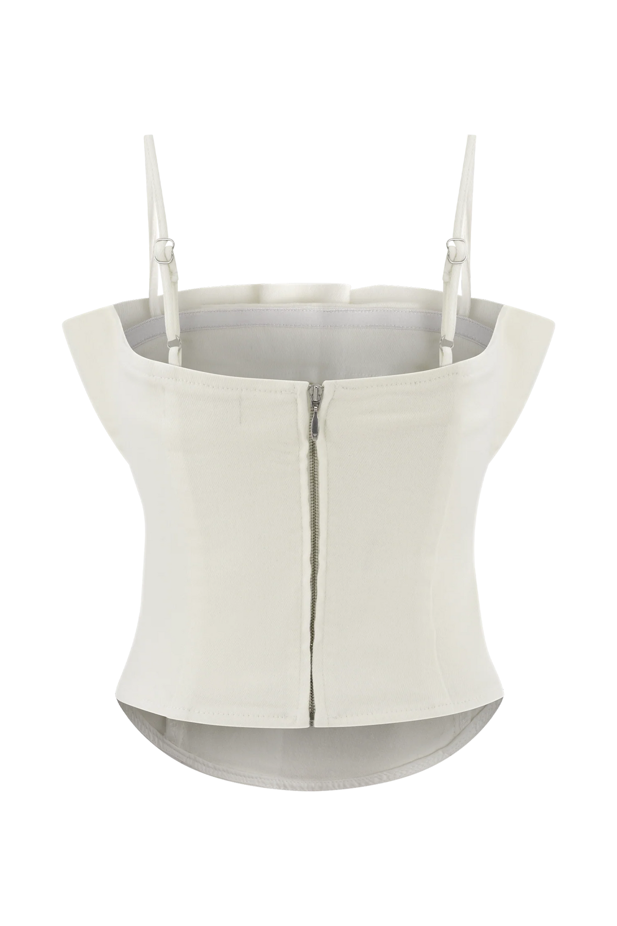 Cecilia Denim Frill Corset White