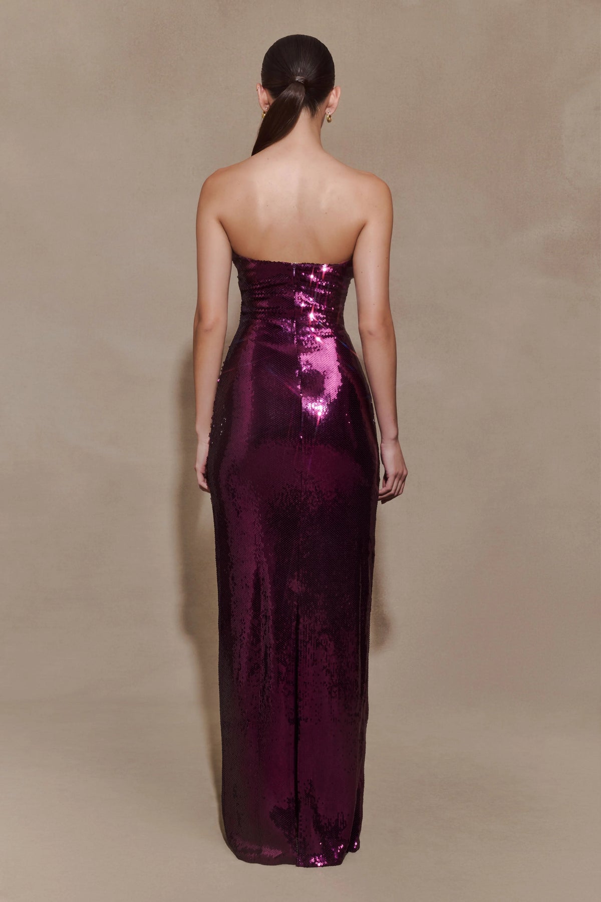 Winston Strapless Sequin Maxi Dress Plum