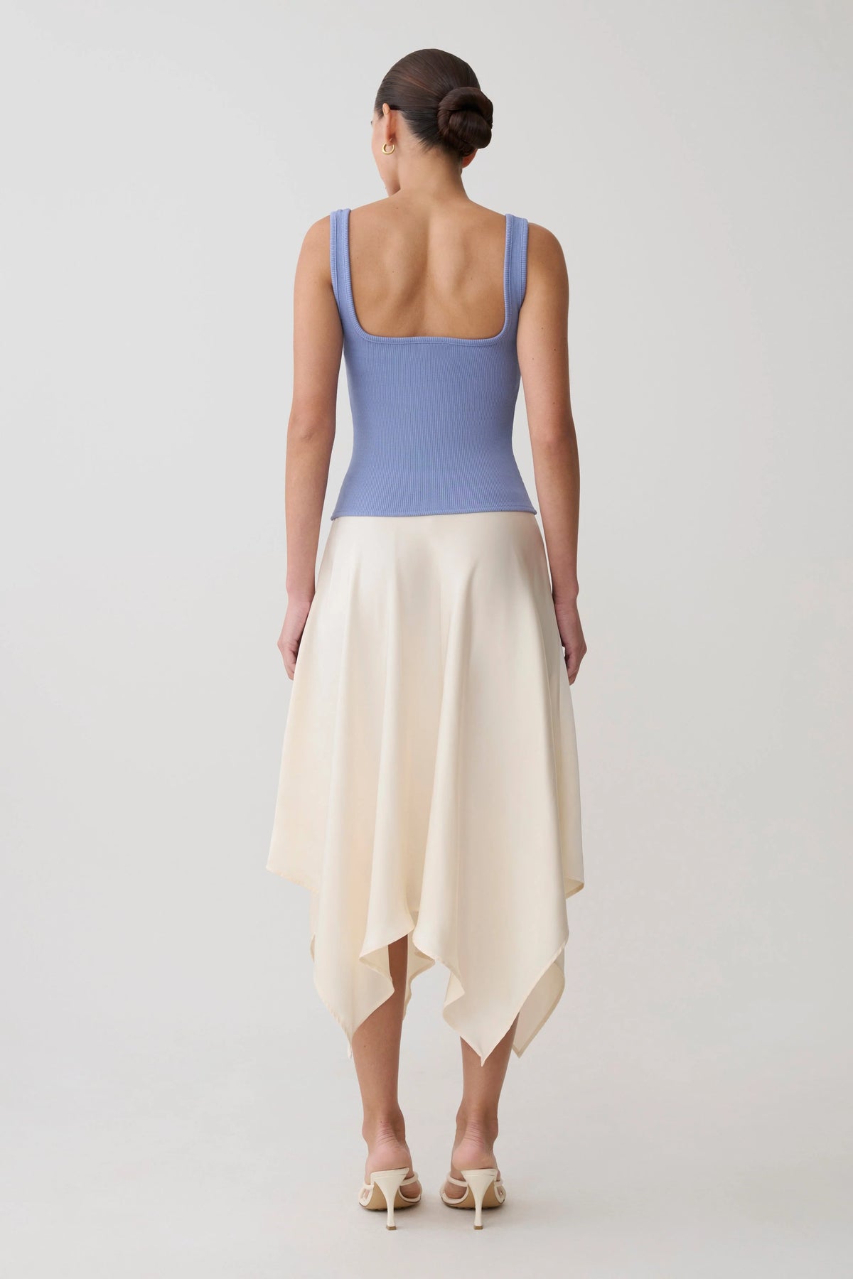 Aisling Ribbed Square Neck Sleeveless Top Cornflower Blue