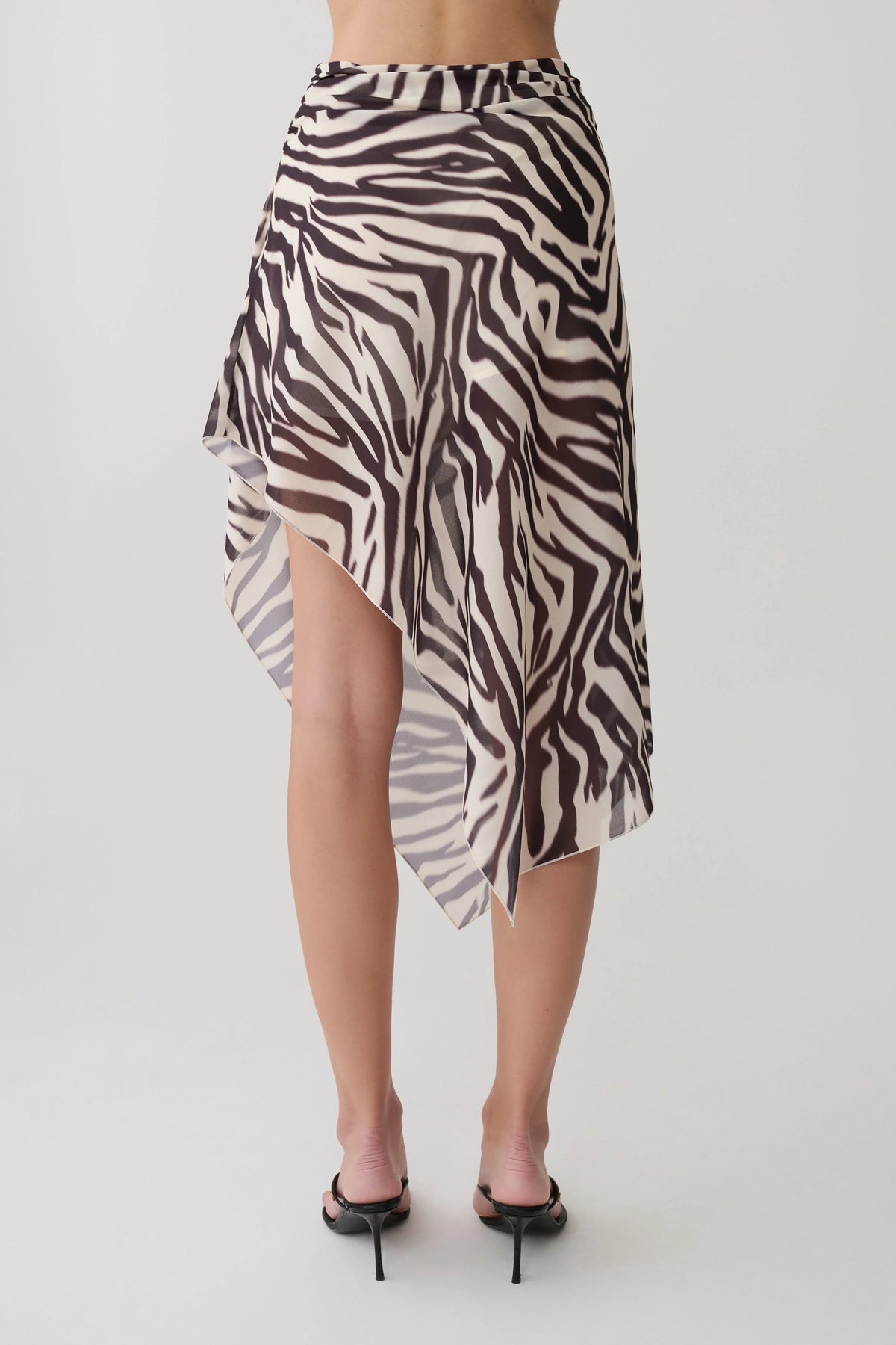 Lana Chiffon Midi Skirt Abstract Zebra Print