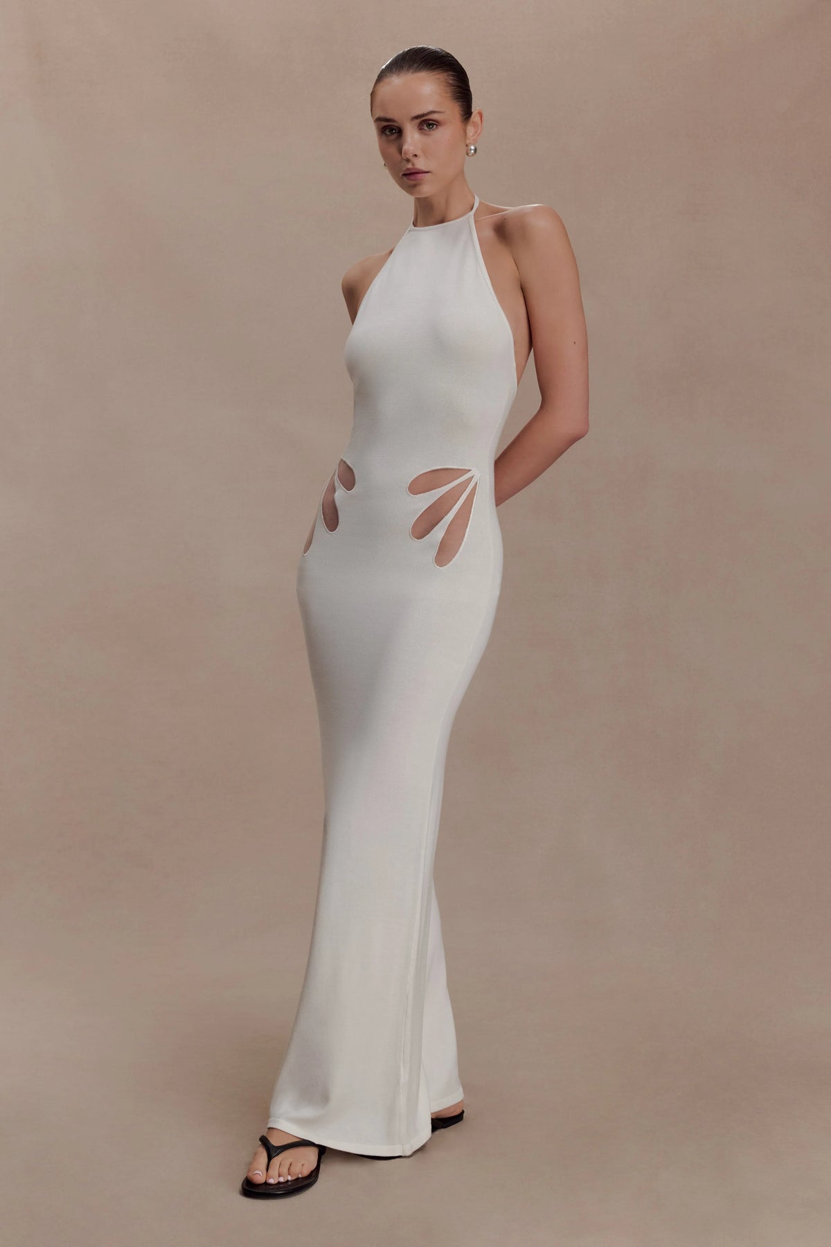 Brock Knit Halter Maxi Dress White