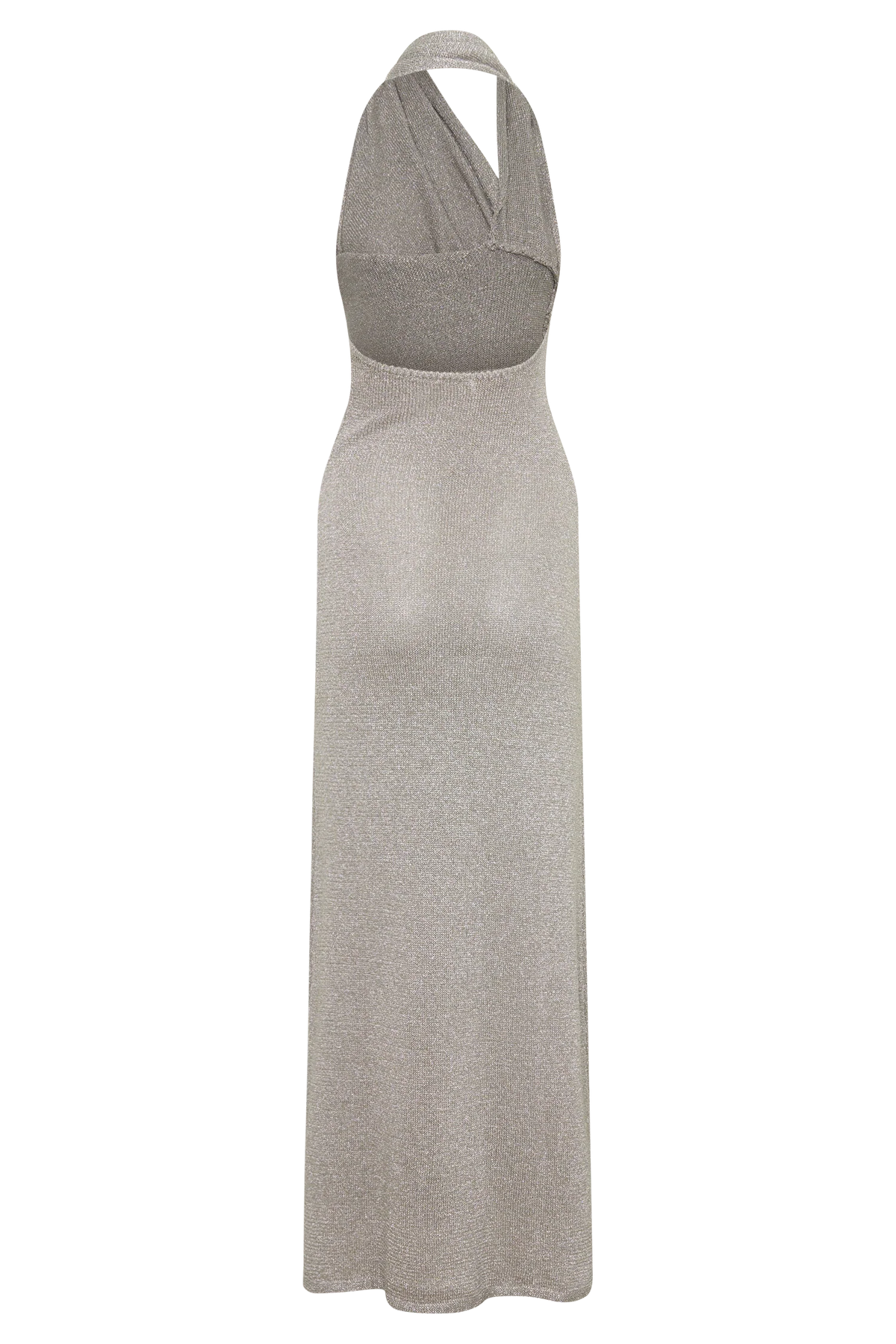 Elma Lurex Knit Halter Maxi Dress Silver