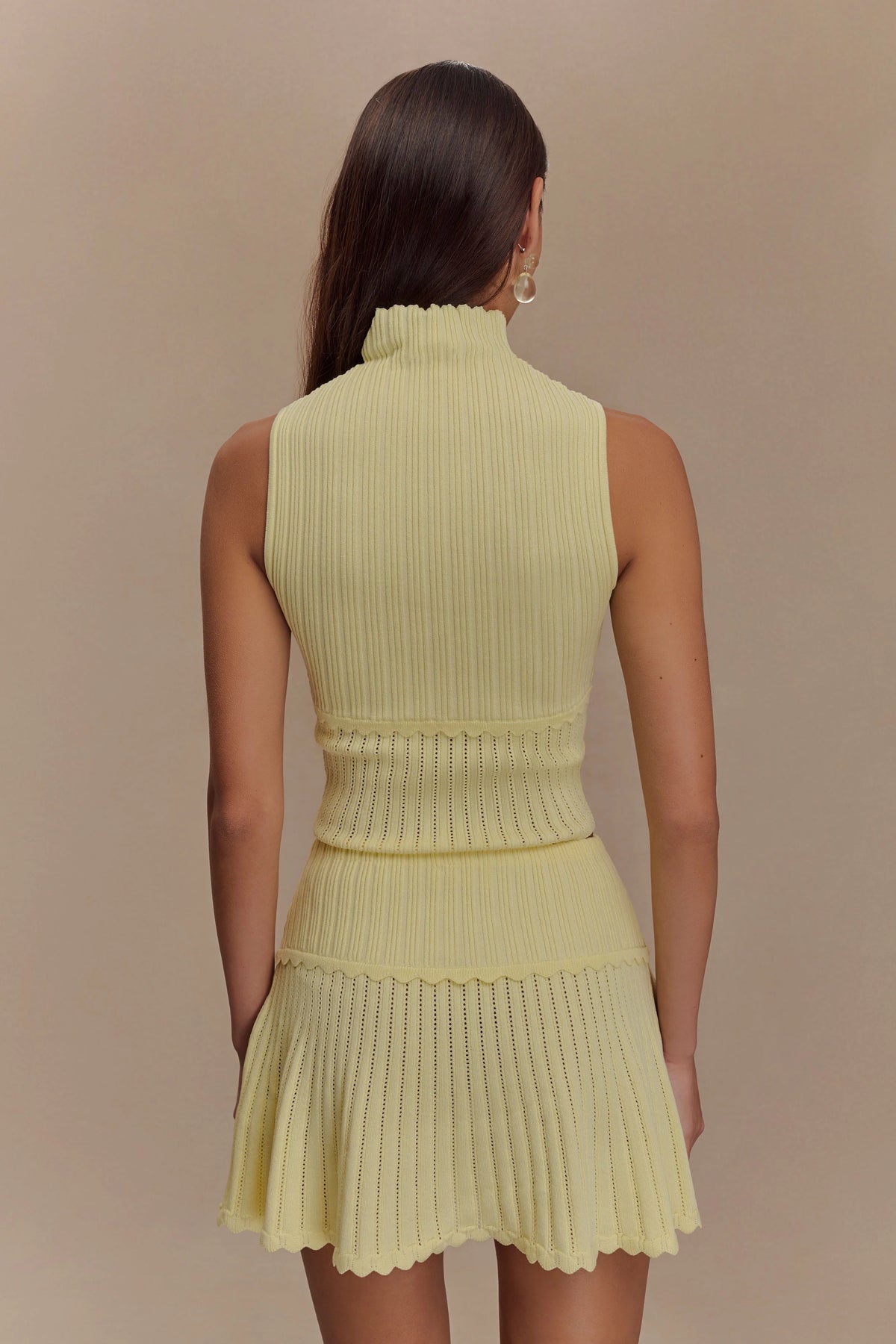 Indy Pointelle Knit Mini Skirt Lemon