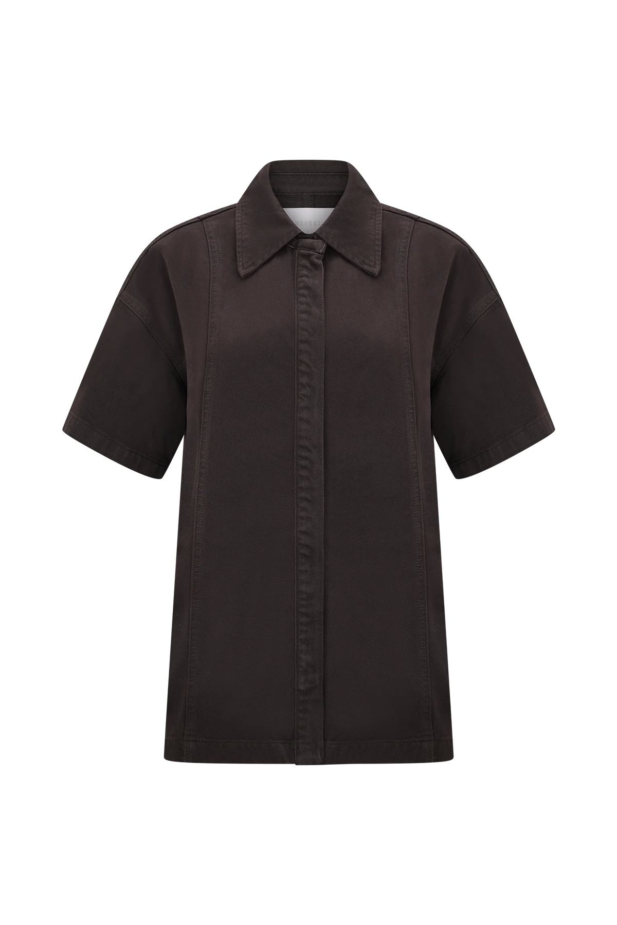 Maya Oversized Denim Shirt Chocolate