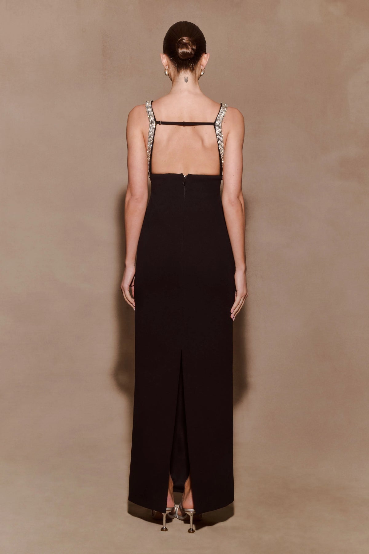 Lorde Embellished Crepe Maxi Dress Black