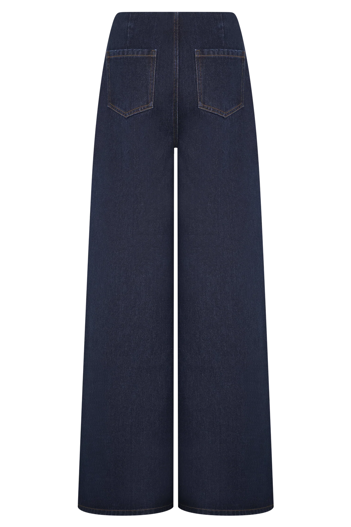 Miranda Faux Suede Belted Denim Wide Leg Jeans Indigo Blue