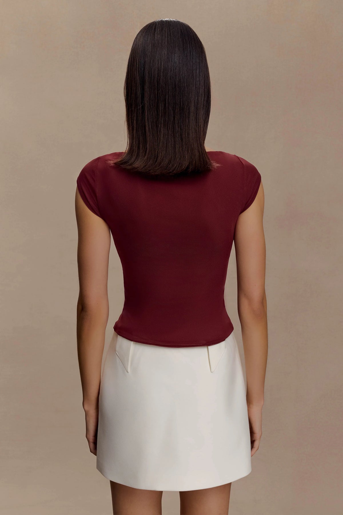 Romana Short Sleeve Mesh Top Burgundy