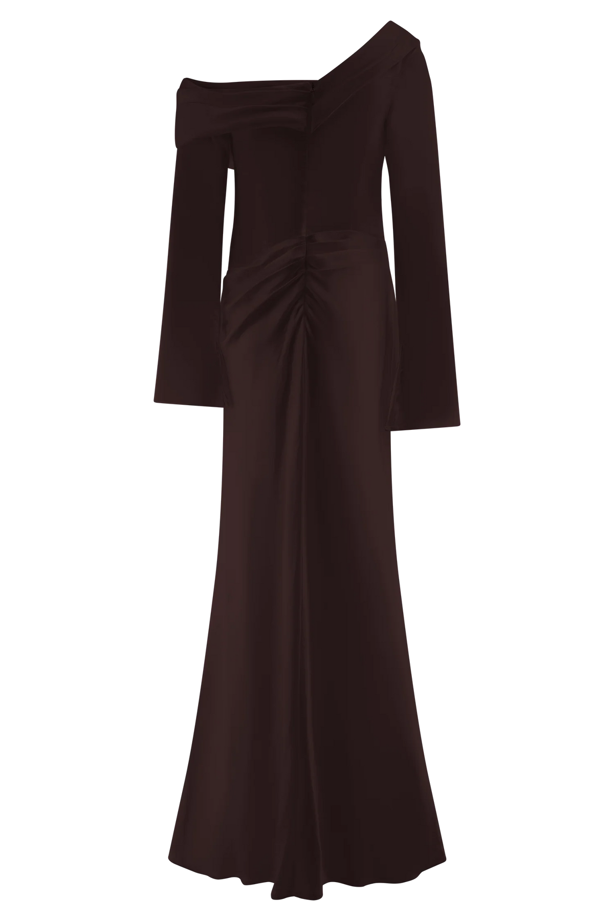 Iris Long Sleeve Satin Maxi Dress Dark Chocolate