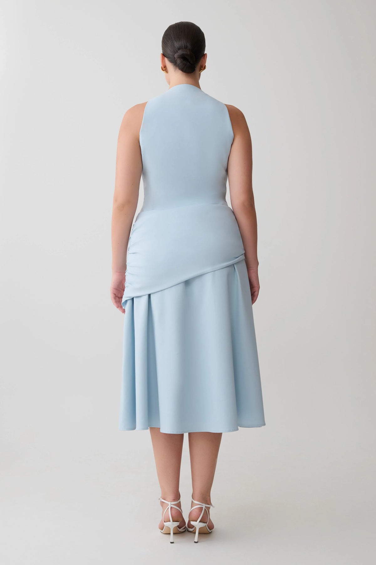 Emily Wrapped Waist Midi Dress Sky Blue
