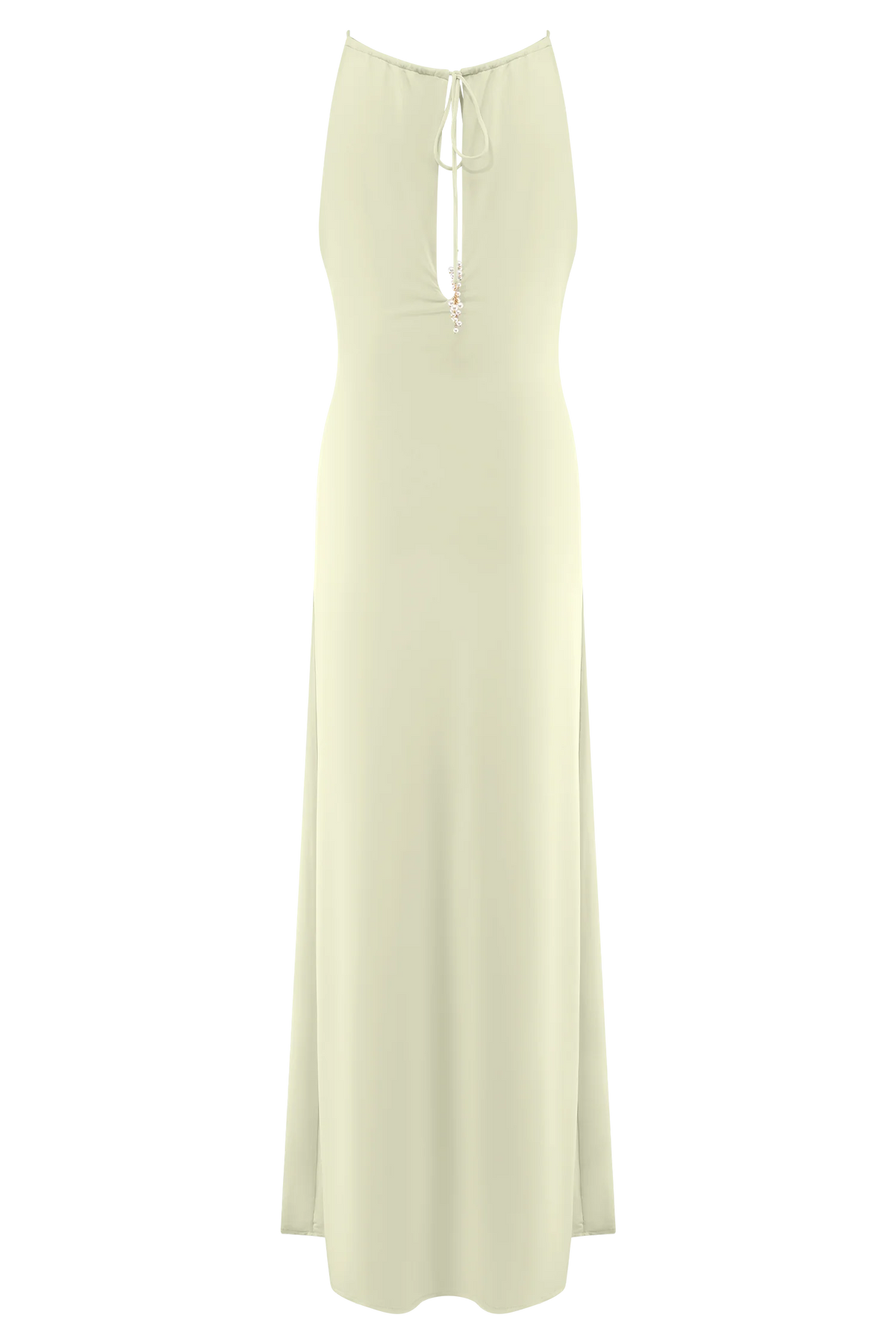 Beryl Slinky Maxi Dress With Pearls Ivory