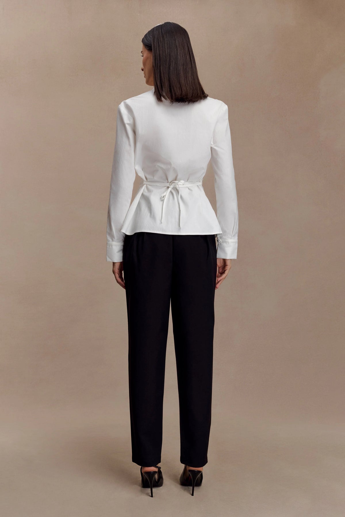 Millie Tie Back Cotton Shirt White