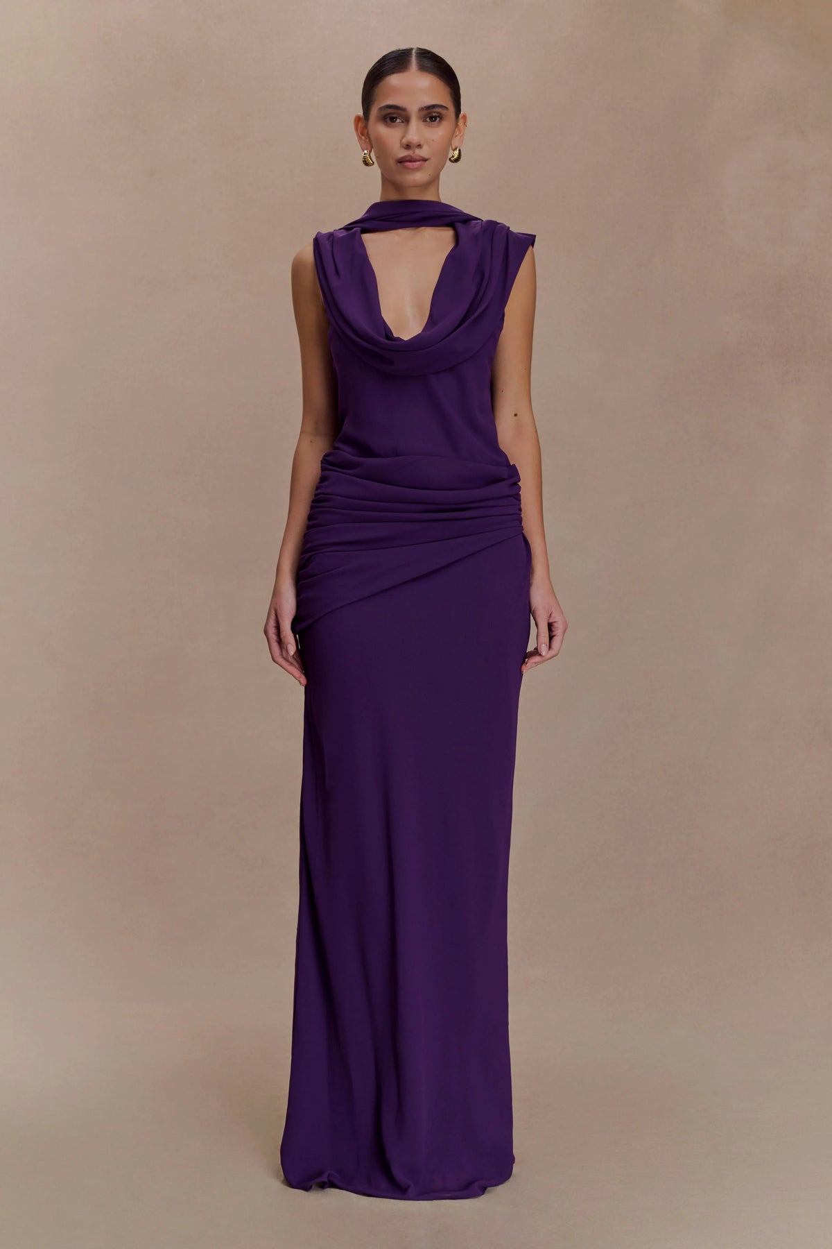 Giulia Chiffon Draped Maxi Dress Purple