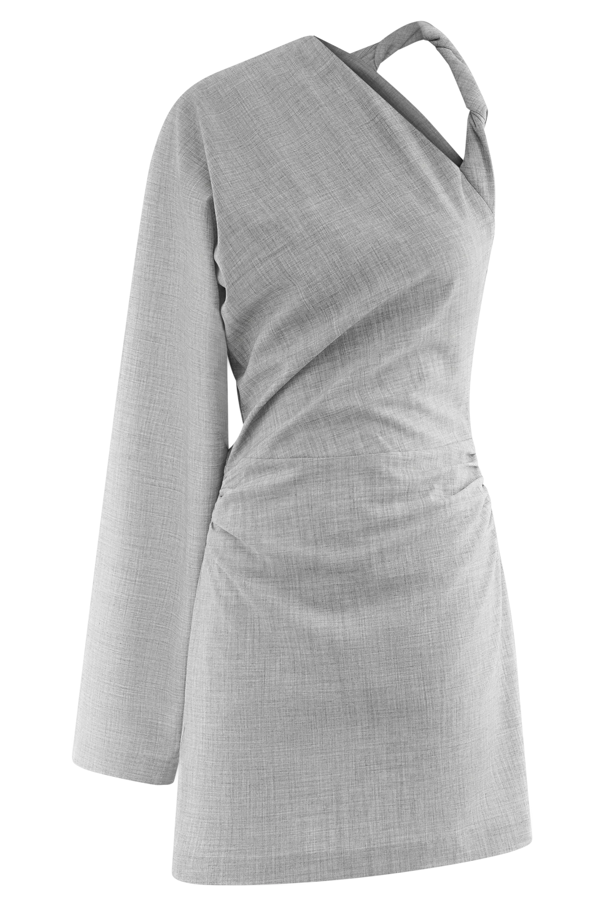 Dorian Twist Shoulder Mini Dress Charcoal Marle