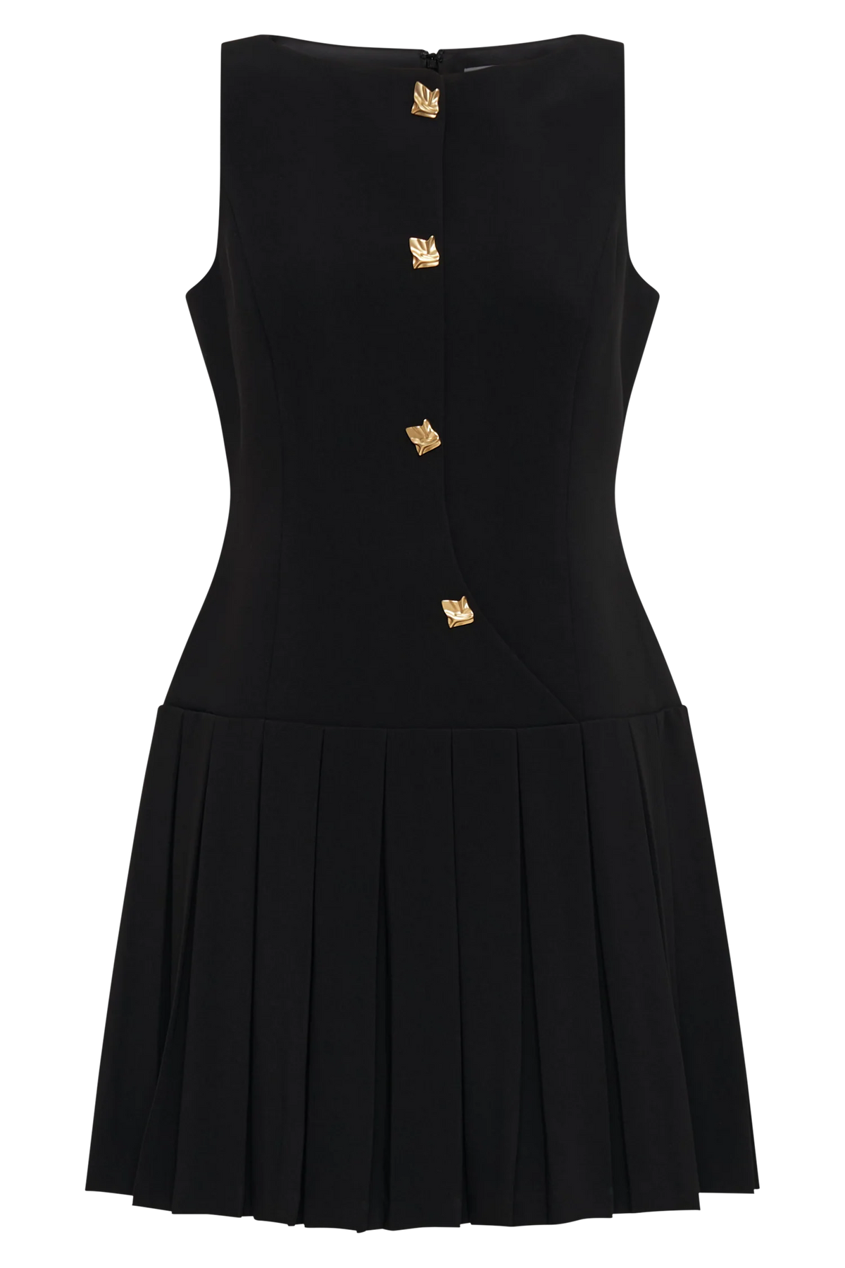 Mackenzie Sleeveless Pleated Mini Dress Black