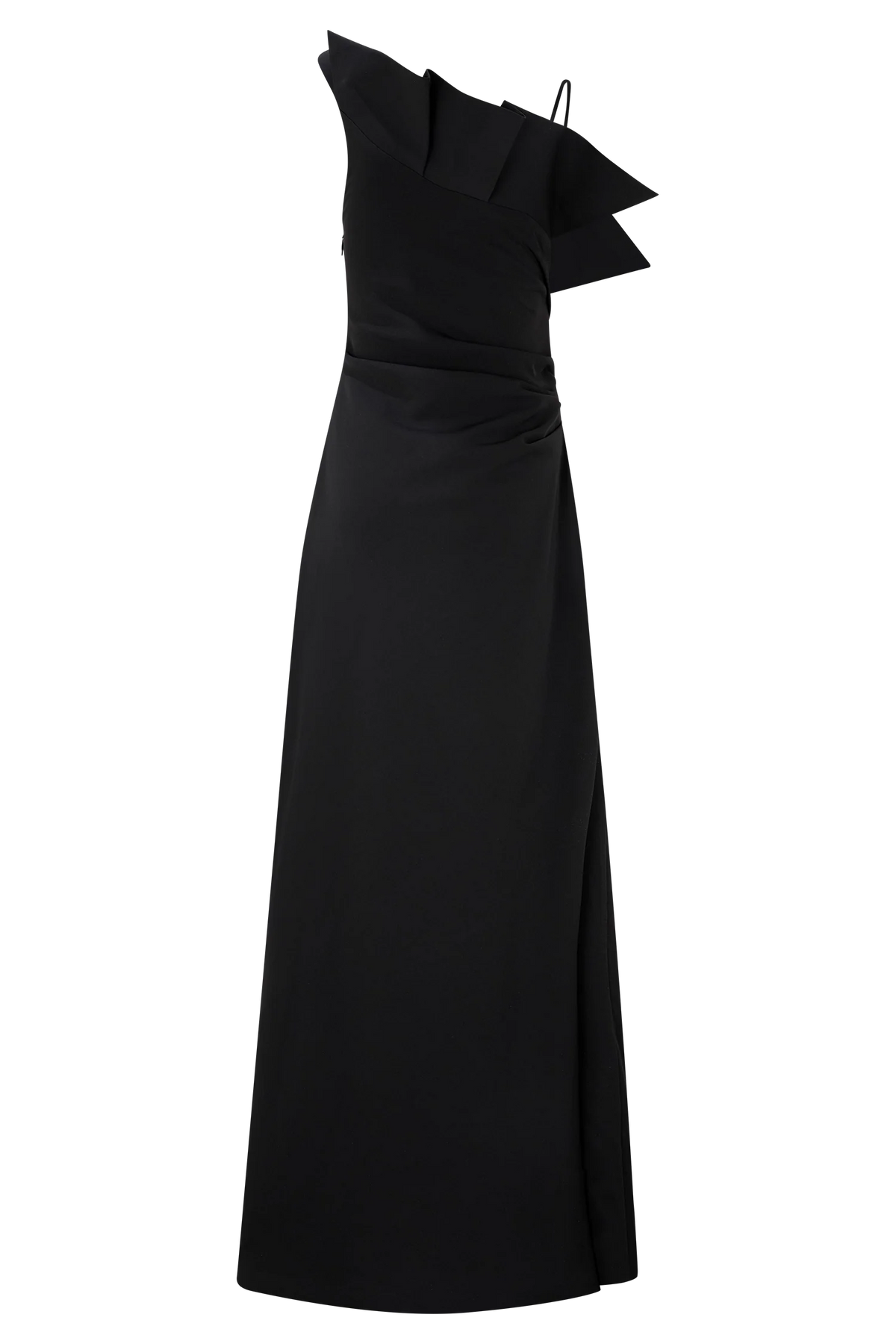 Adalyn One Shoulder Crepe Maxi Dress Black
