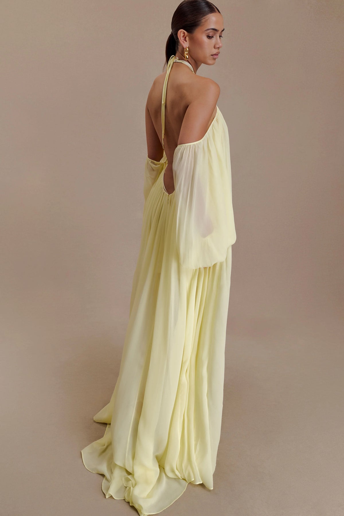Janni Chiffon Maxi Dress With Hardware Lemon Lime