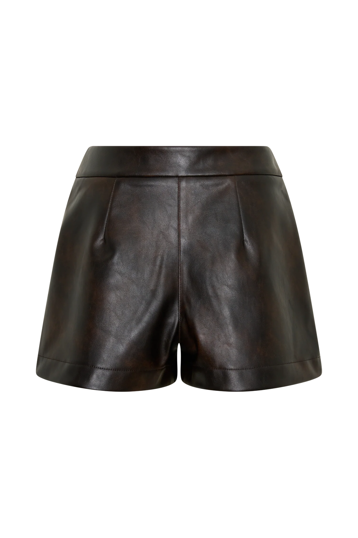 Adaline Faux Leather High Waisted Shorts Dark Chocolate