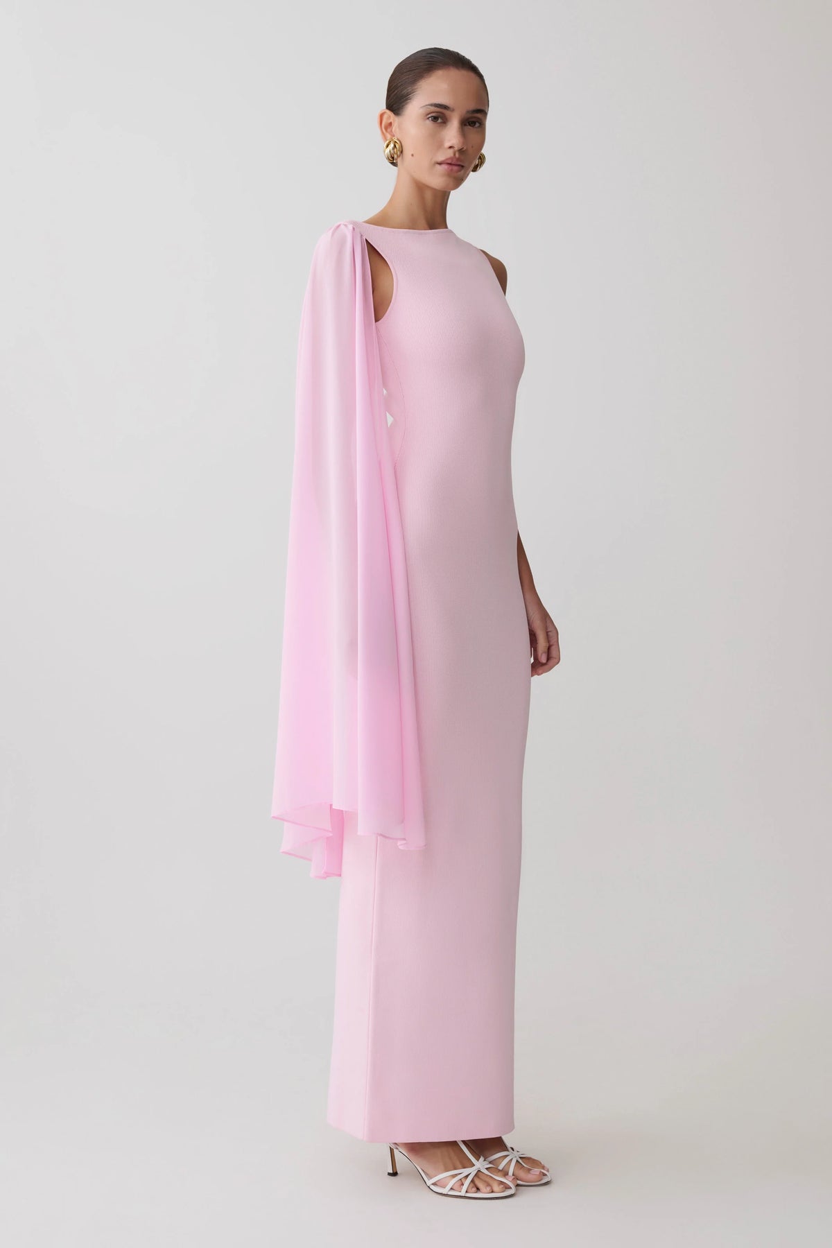 Farid Bandage Maxi Dress With Chiffon Baby Pink