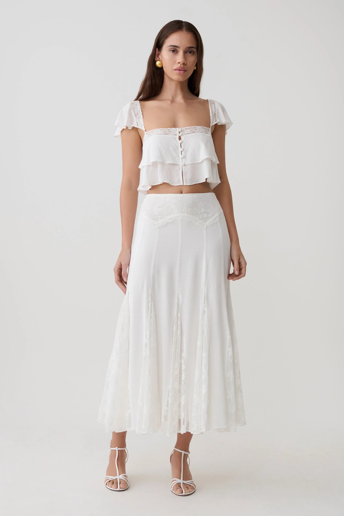 Skylar Lace Sleeveless Crop Top White