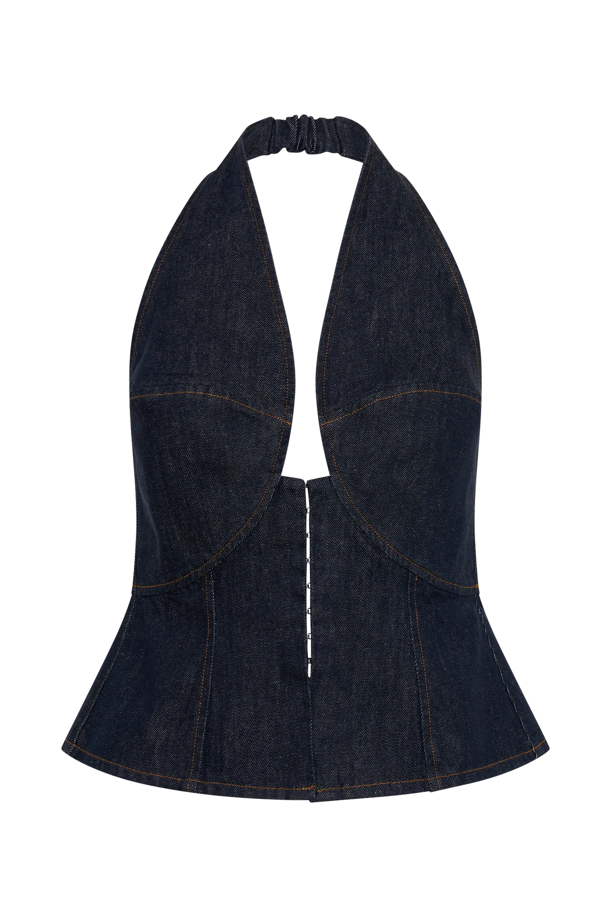 Rema Halter Longline Denim Top Washed Indigo Blue