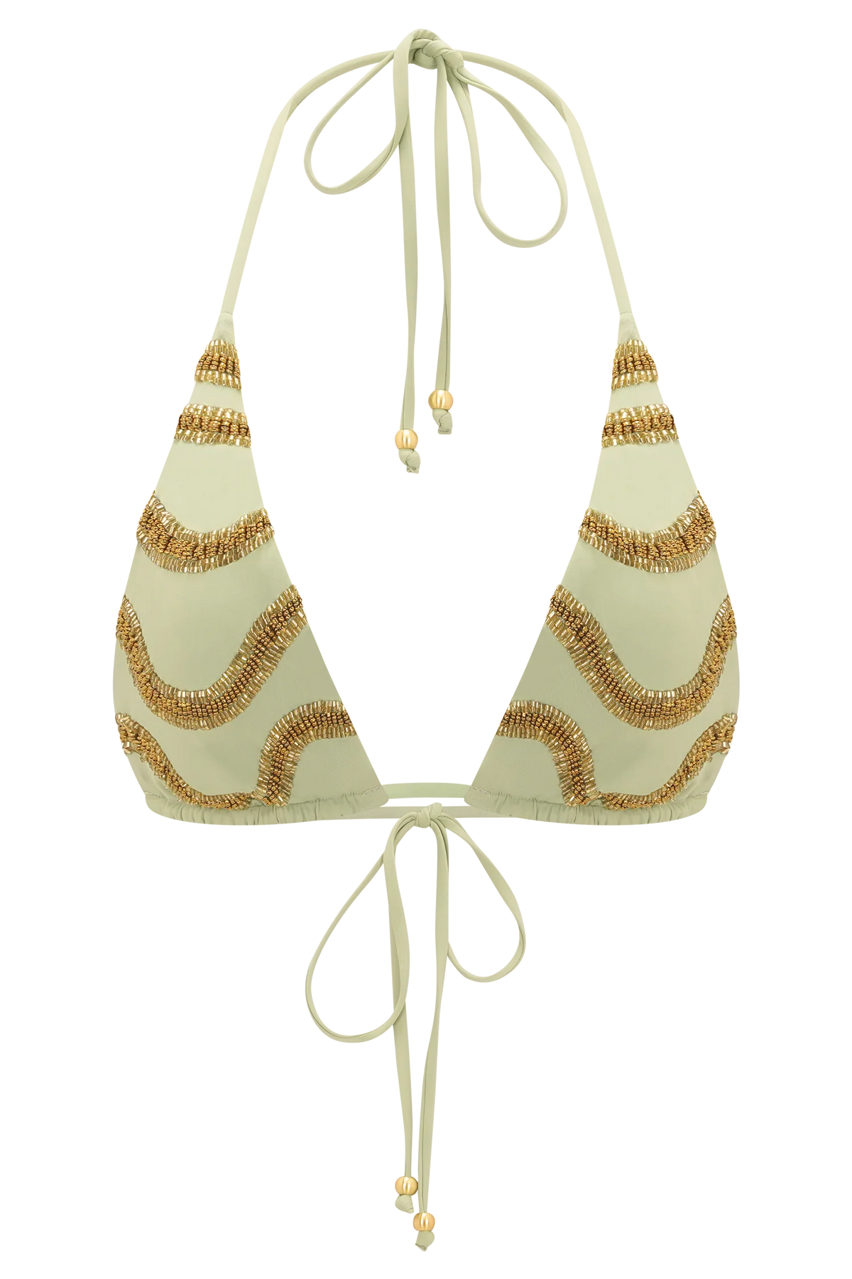 Robyn Beaded Triangle Bikini Top Sage