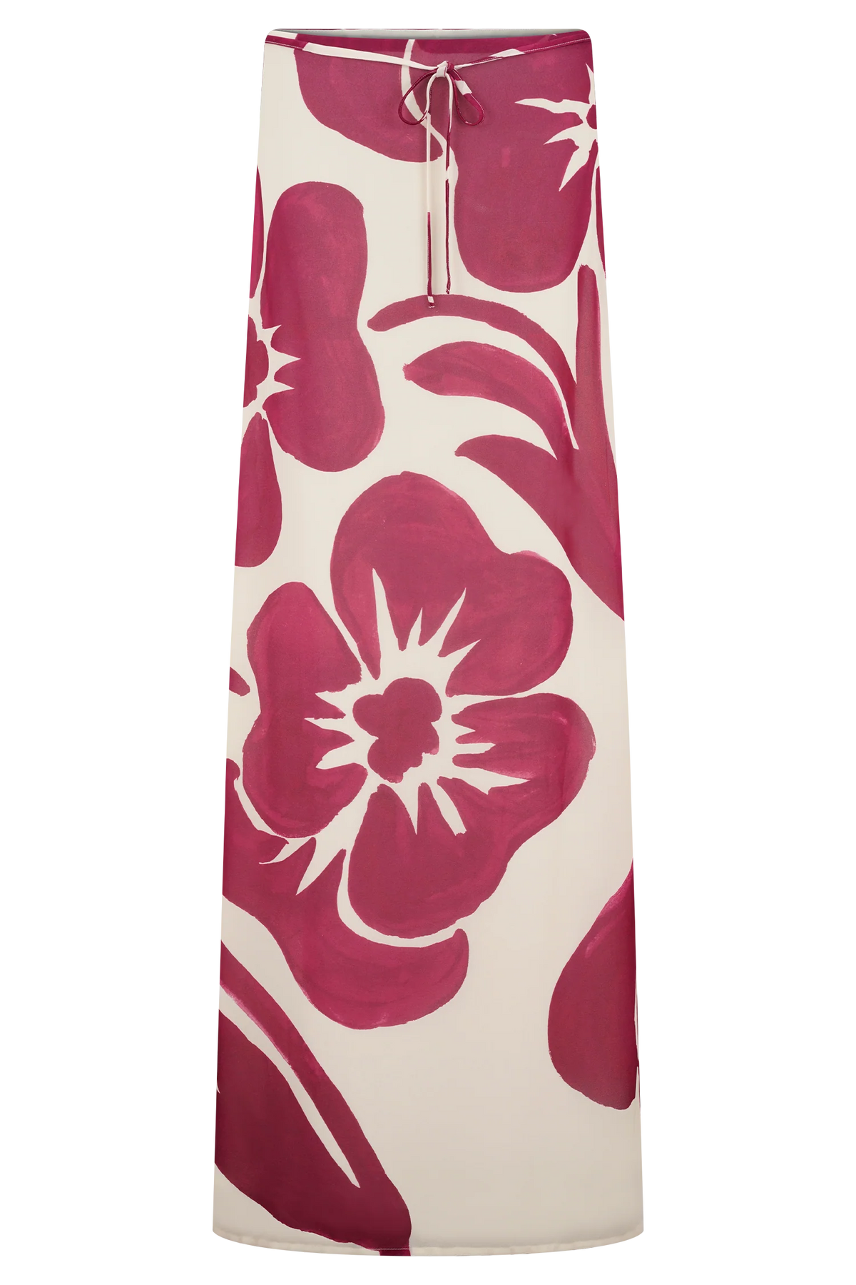 Katalina Chiffon Maxi Skirt Red Deco Fleur Print