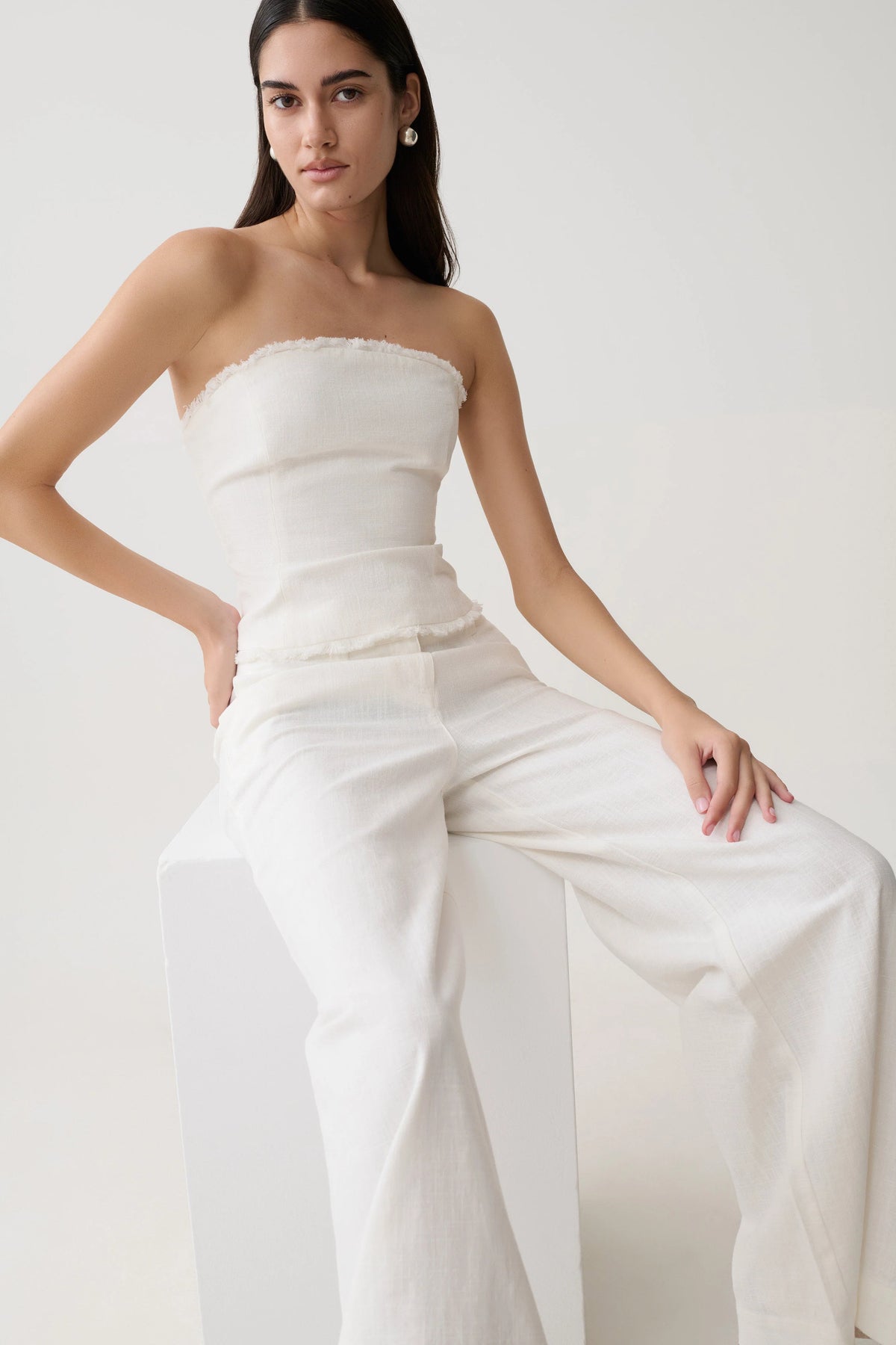 Brielle Straight Leg Pant White