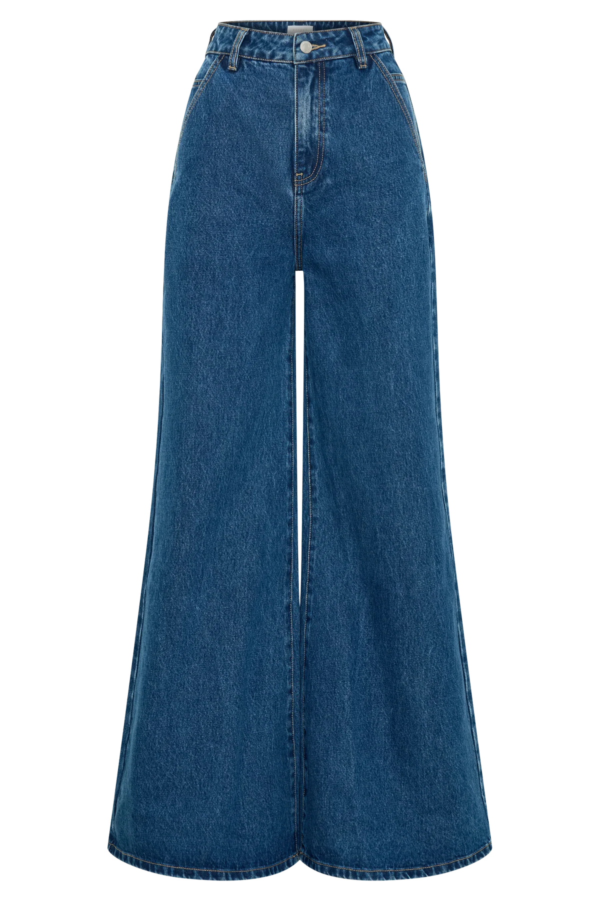 Jen Wide Leg Flare Denim Jeans Dark Blue
