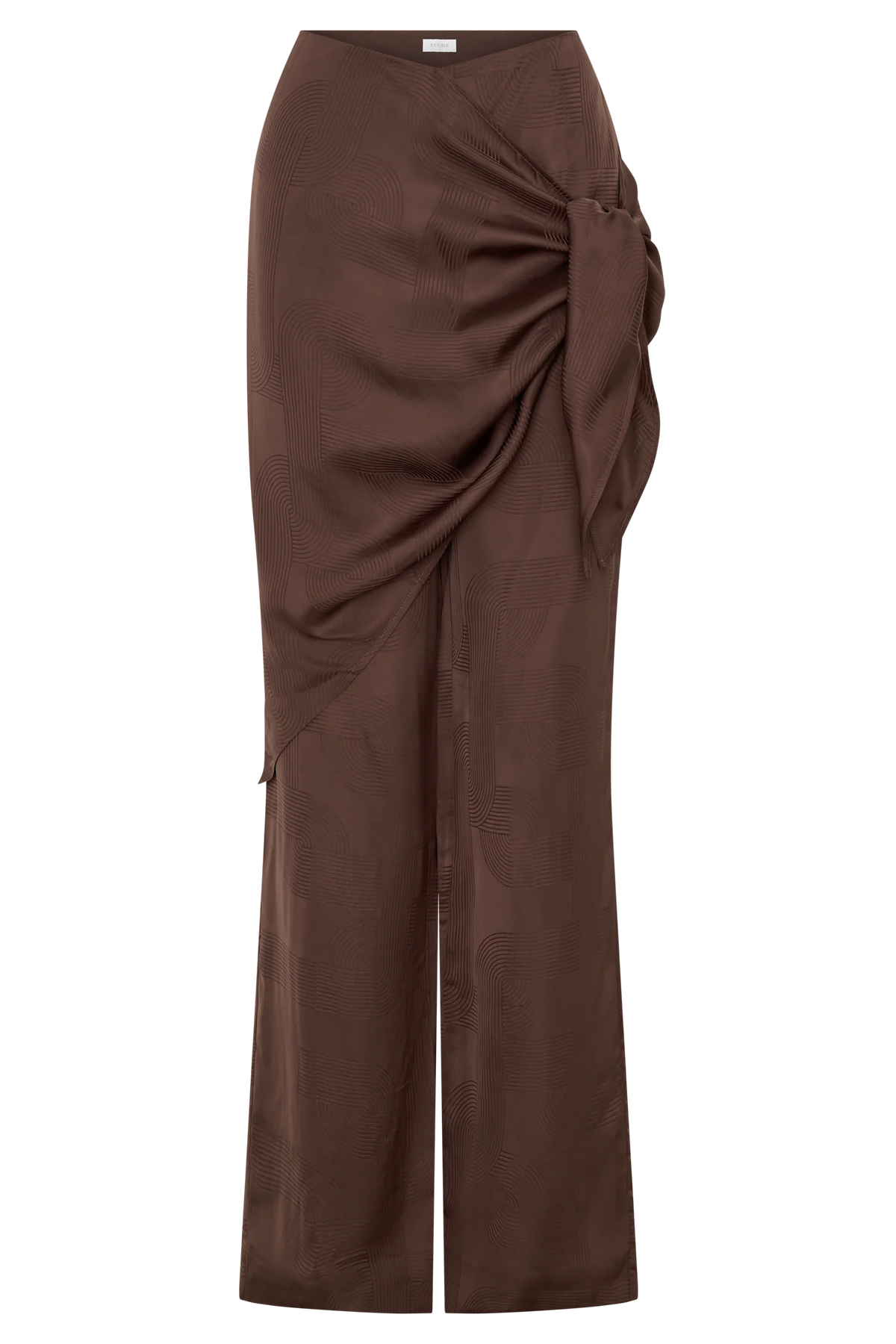 Gia Wrapped Tie Satin Pants Chocolate