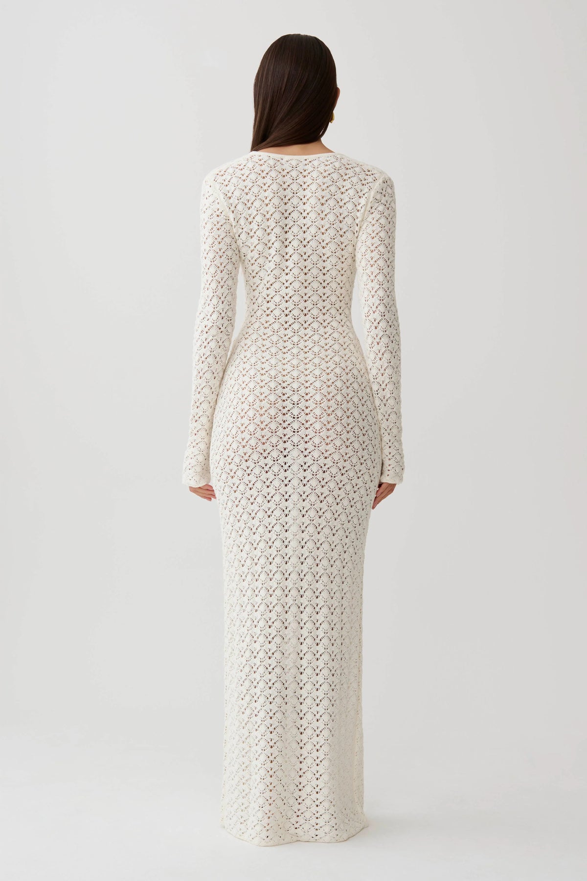 Jamaya Crochet Knit Maxi Dress Ivory