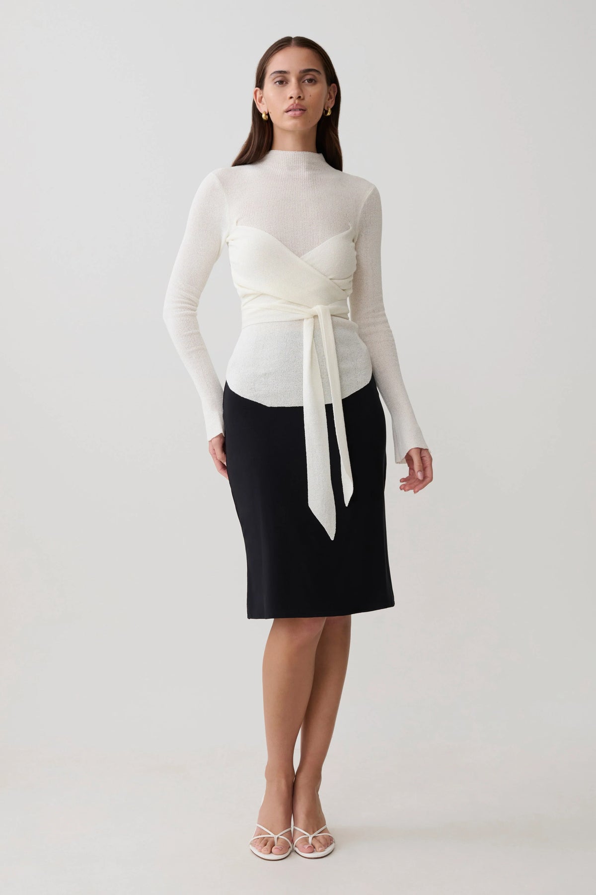 Lawson Wrap Knit Long Sleeve Top White