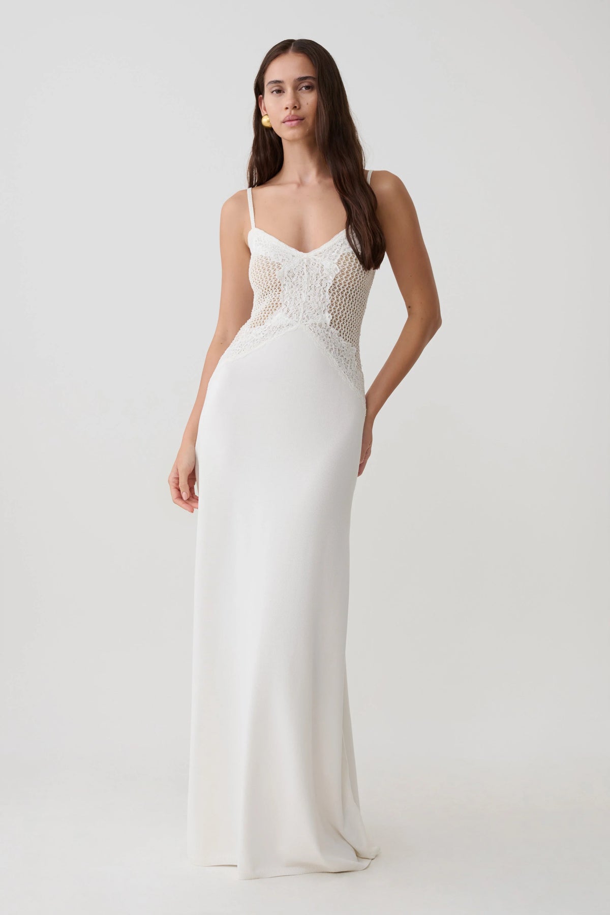 Bray Knit Lace Maxi Dress Ivory