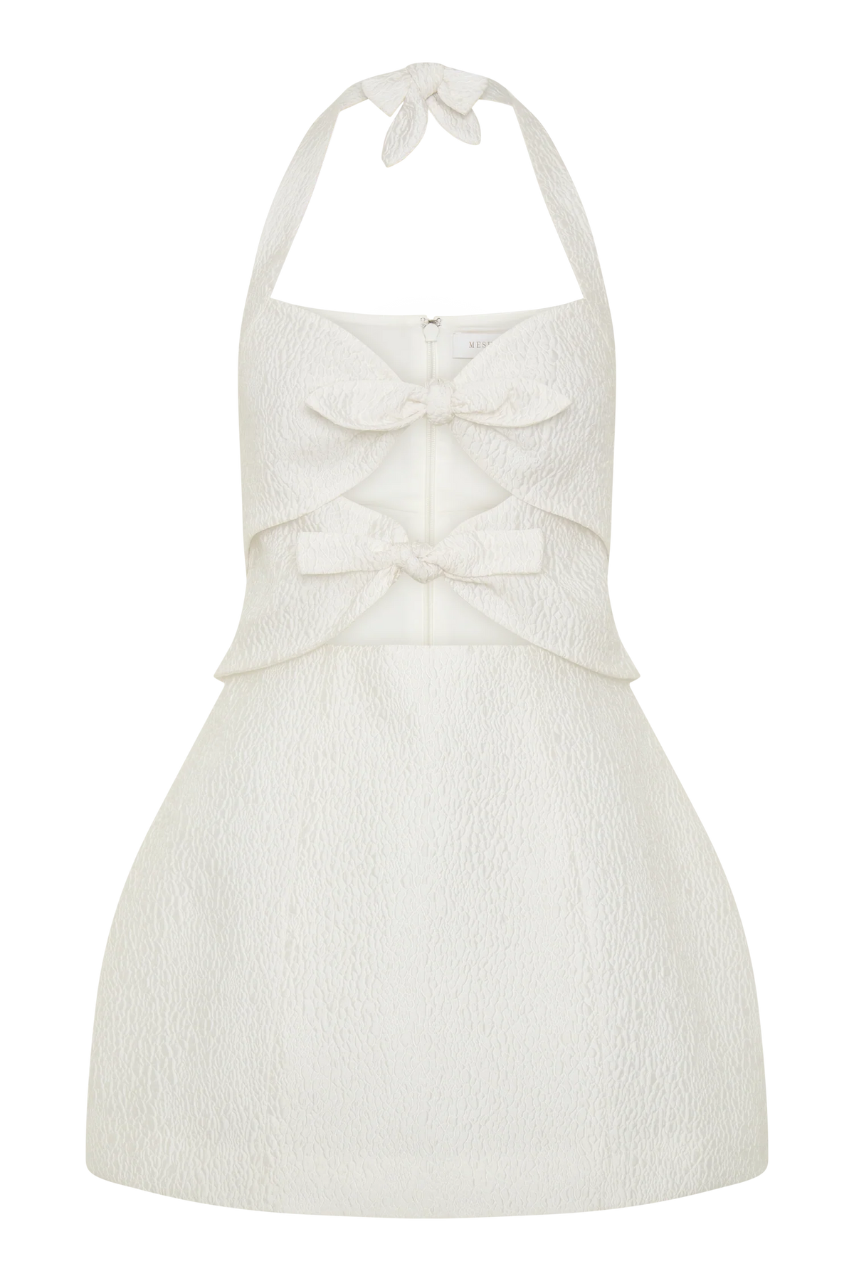 Ella Bow Detail Halter Mini Dress White