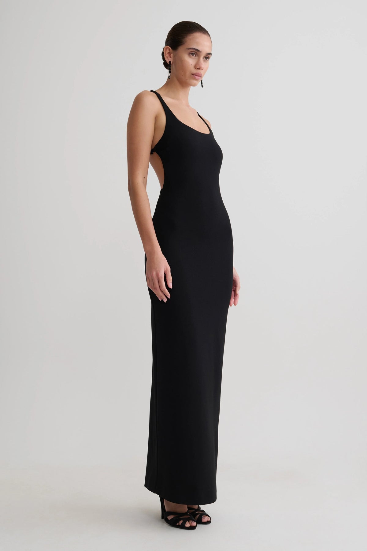 Julian Crepe Strapped Back Maxi Dress Black