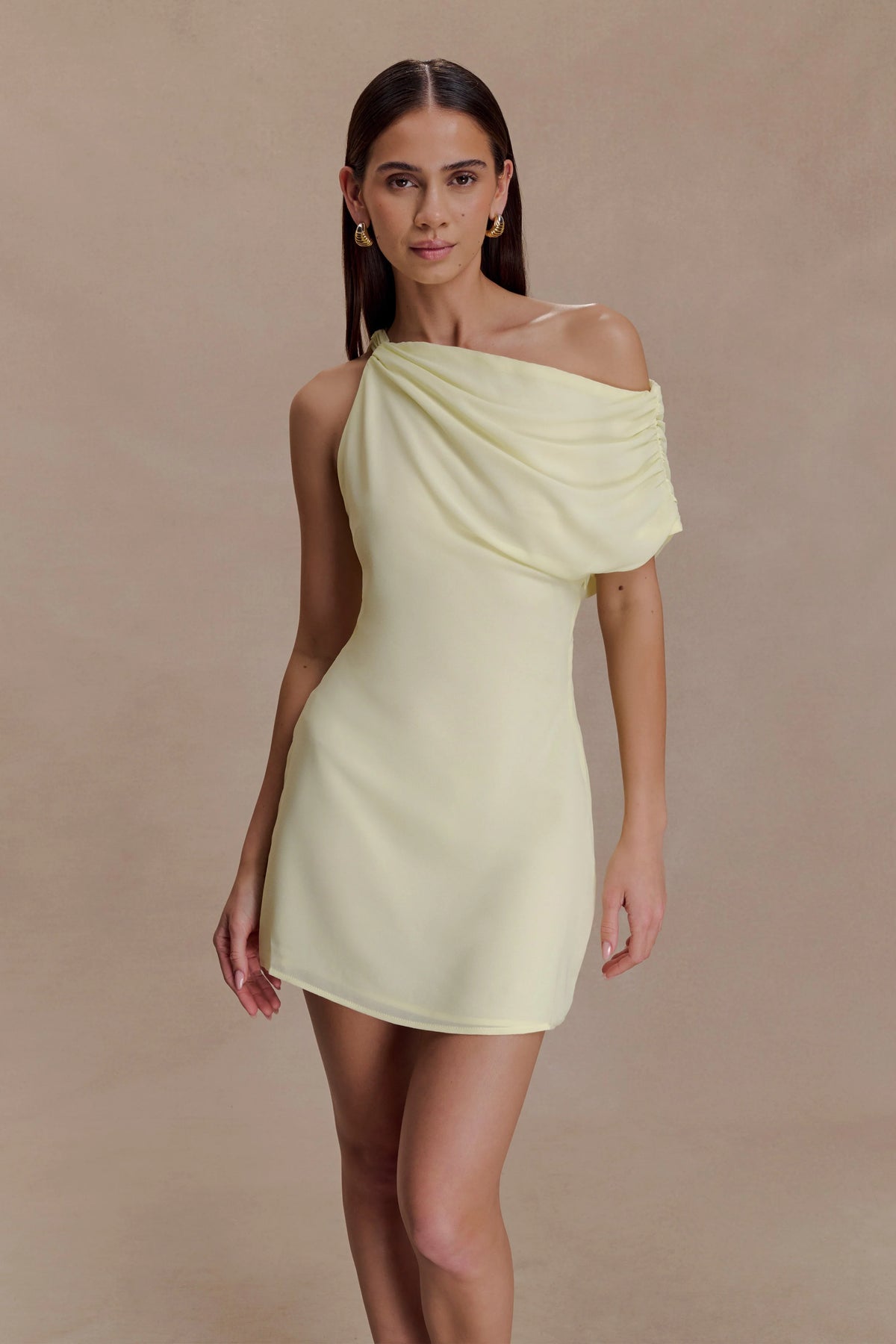 Daisie Chiffon Mini Dress Lemon