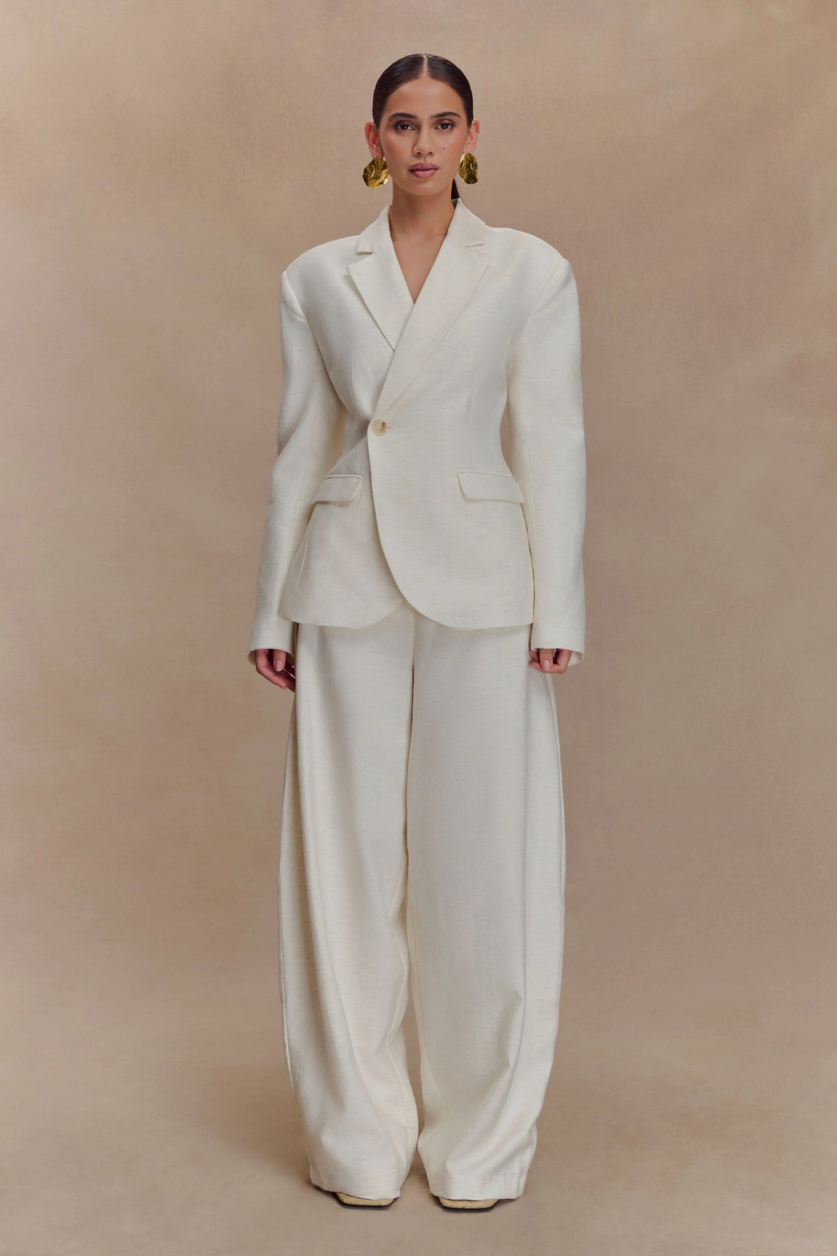 Cyrene Linen Wide Leg Pants Oat Marle