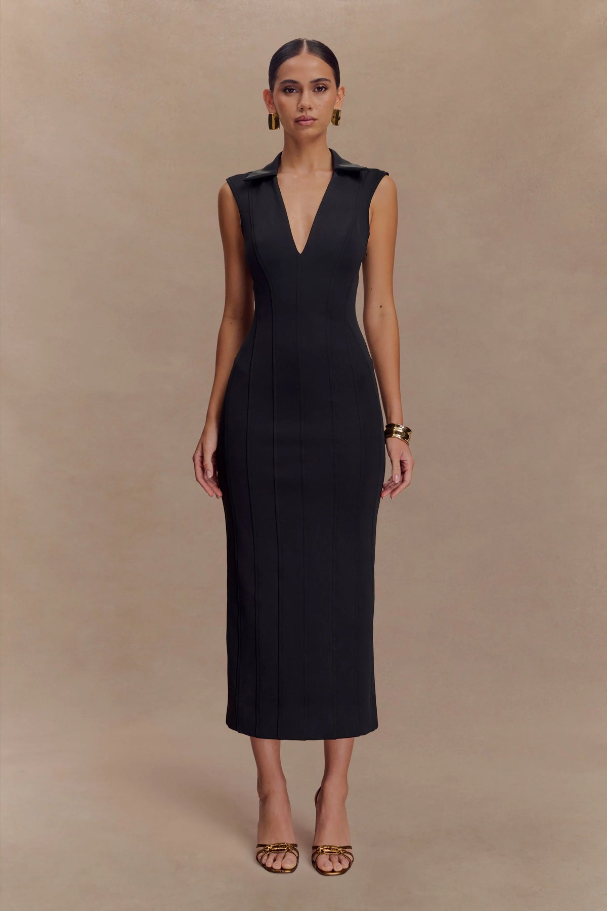 Keagan Sleeveless Midi Dress Black