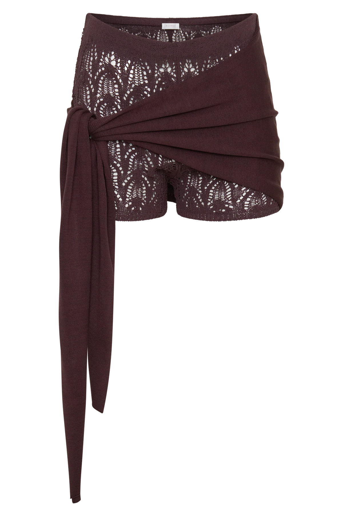 Liora Crochet Shorts With Knit Overlay Chocolate